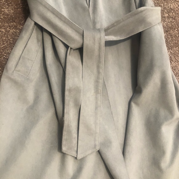 river island grey suede trench jacket - Picture 5 of 5